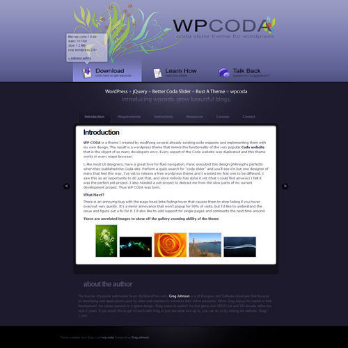 WP-CODA тема ajax wordpress